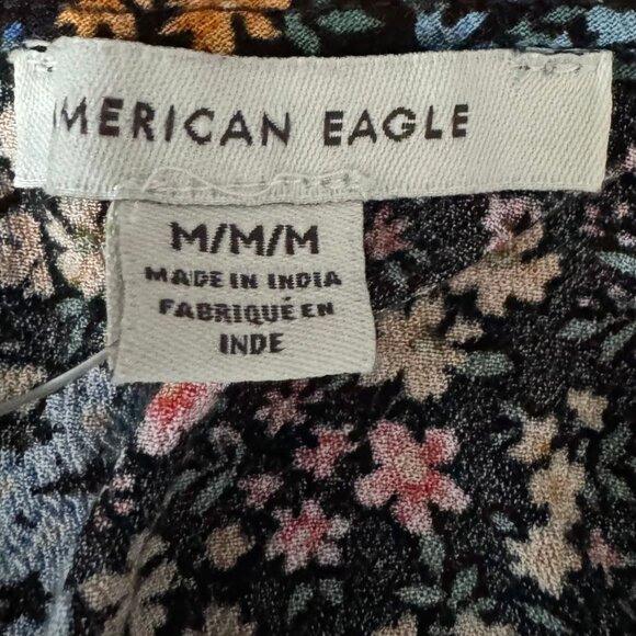 American Eagle Floral Mini Sundress - Size Medium, Black/Pink/Yellow - Picture 6 of 8